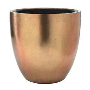 Flingora Kübel »Faye« mit Einsatz - Fiberglas Pflanzkübel - Indoor - Metallisch Bronze - Ø 50 cm / Höhe 47 cm