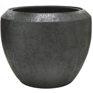 Flingora Kübel »Jonte« mit Einsatz - Fiberglas Pflanzkübel - Indoor & Outdoor - Antik Graphitschwarz - Ø 56 cm / Höhe 45 cm
