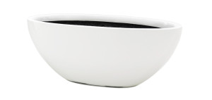 Flingora Jardinière »Dalia« - Fiberglas Schiffchen - Indoor & Outdoor - Hochglanz Weiß - 40 x 20 x 15 cm