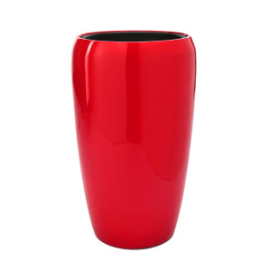 Flingora Vase »Gloria« mit Einsatz - Fiberglas Pflanzvase - Indoor & Outdoor - Hochglanz Rot - Höhe 68 cm / Ø 43 cm