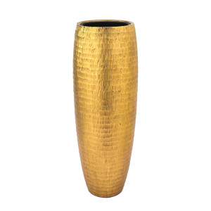 Flingora Vase »Amea« mit Einsatz - Fiberglas Pflanzvase - Indoor - Wellenstruktur Gold - Höhe 97 cm / Ø 35 cm