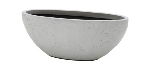 Flingora Jardinière »Dalia« - Fiberglas Schiffchen - Indoor & Outdoor - Matt Zementgrau - 40 x 20 x 15 cm
