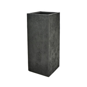 Flingora Vase »Temple« mit Einsatz - Fiberglas Pflanzvase - Indoor & Outdoor - Antik Graphitschwarz - 31 x 31 x 75 cm