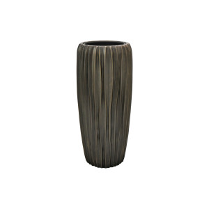 Flingora Vase »Minga« mit Einsatz - Fiberglas Pflanzvase - Indoor - Wellenstruktur Kupferbraun - Höhe 75 cm / Ø 34 cm