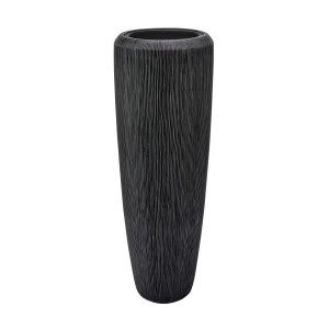 Flingora Vase »Esmee« mit Einsatz - Fiberglas Pflanzvase - Indoor & Outdoor - Rillenstruktur Anthrazit - Höhe 97 cm / Ø 34 cm