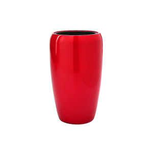 Flingora Vase »Gloria« mit Einsatz - Fiberglas Pflanzvase - Indoor & Outdoor - Hochglanz Rot - Höhe 51 cm / Ø 32 cm