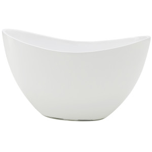 Flingora Jardinière »Odeta« - Fiberglas Schiffchen - Indoor & Outdoor - Hochglanz Weiß - 37 x 18 x 21 cm
