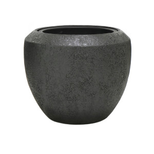 Flingora Kübel »Jonte« mit Einsatz - Fiberglas Pflanzkübel - Indoor & Outdoor - Antik Graphitschwarz - Ø 40 cm / Höhe 33 cm