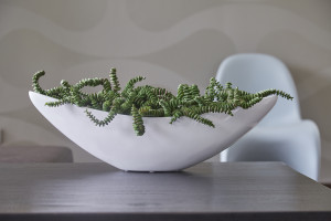 Flingora Jardinière »Ivett« - Fiberglas Schiffchen - Indoor & Outdoor - Hochglanz Weiß - 60 x 18,5 x 18 cm