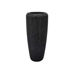 Flingora Vase »Esmee« mit Einsatz - Fiberglas Pflanzvase - Indoor & Outdoor - Rillenstruktur Anthrazit - Höhe 75 cm / Ø 34 cm