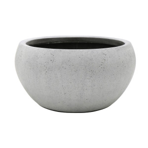 Flingora Schale »Alodie« - Fiberglas Pflanzschale - Indoor & Outdoor - Matt Zementgrau - Ø 40 cm / Höhe 20 cm