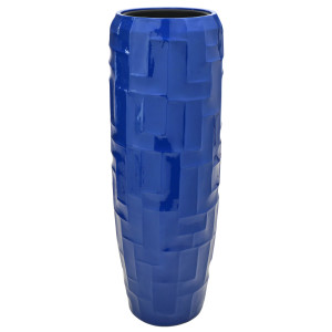 Flingora Vase »Mara« mit Einsatz - Fiberglas Pflanzvase - Indoor & Outdoor - Hochglanz Kobaltblau - Höhe 98 cm / Ø 35 cm