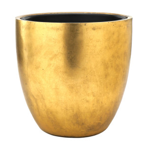 Flingora Kübel »Faye« mit Einsatz - Fiberglas Pflanzkübel - Indoor - Metallisch Gold - Ø 50 cm / Höhe 47 cm