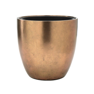 Flingora Kübel »Faye« mit Einsatz - Fiberglas Pflanzkübel - Indoor - Metallisch Bronze - Ø 40 cm / Höhe 37 cm