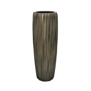 Flingora Vase »Minga« mit Einsatz - Fiberglas Pflanzvase - Indoor - Wellenstruktur Kupferbraun - Höhe 97 cm / Ø 34 cm