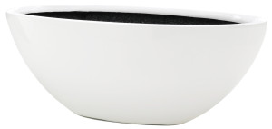 Flingora Jardinière »Dalia« - Fiberglas Schiffchen - Indoor & Outdoor - Hochglanz Weiß - 55 x 28 x 21 cm