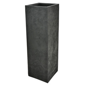 Flingora Vase »Temple« mit Einsatz - Fiberglas Pflanzvase - Indoor & Outdoor - Antik Graphitschwarz - 31 x 31 x 97 cm