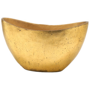 Flingora Jardinière »Odeta« - Fiberglas Schiffchen - Indoor - Metallisch Gold - 37 x 18 x 21 cm
