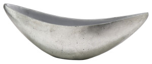 Flingora Jardinière »Ivett« - Fiberglas Schiffchen - Indoor - Metallisch Silber - 60 x 18,5 x 18 cm
