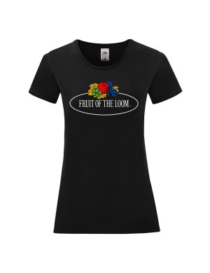Fruit of the Loom Koszulka damska Iconic Vintage Logo duże - czarny (36), M