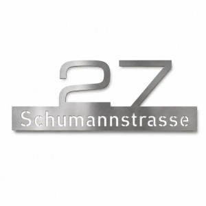 Edelstahl Hausnummer mit Strassenname