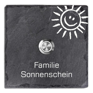 Klingelplatte Schiefer 100x100mm Smile