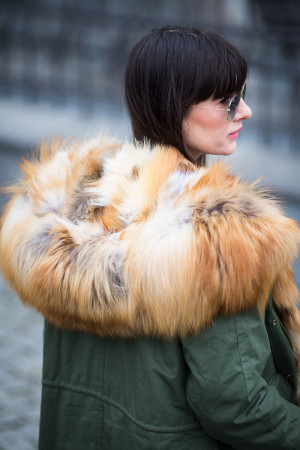 Futrzane obszycie na kaptur z naturalnego futra lisa płomienistrgo