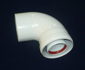 Codo 90ï¿½ coaxial aluminio blanco de 60/100 mm