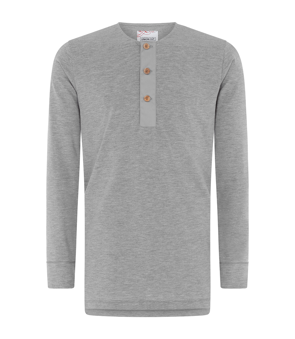 Union Cut Tommy Long Sleeved Henley Shirt - Grey