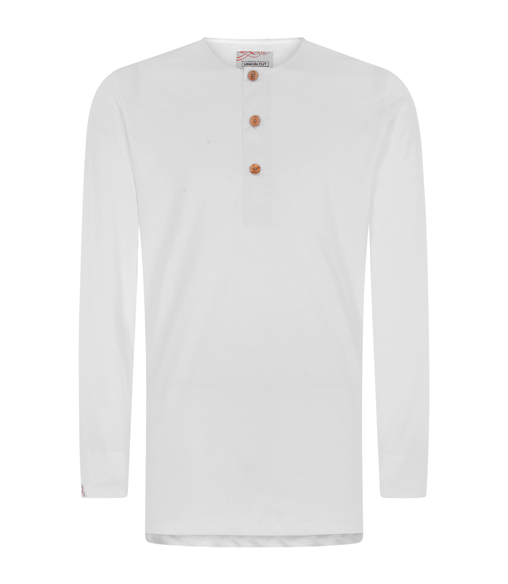 Union Cut Tommy Long Sleeved Henley Shirt - White