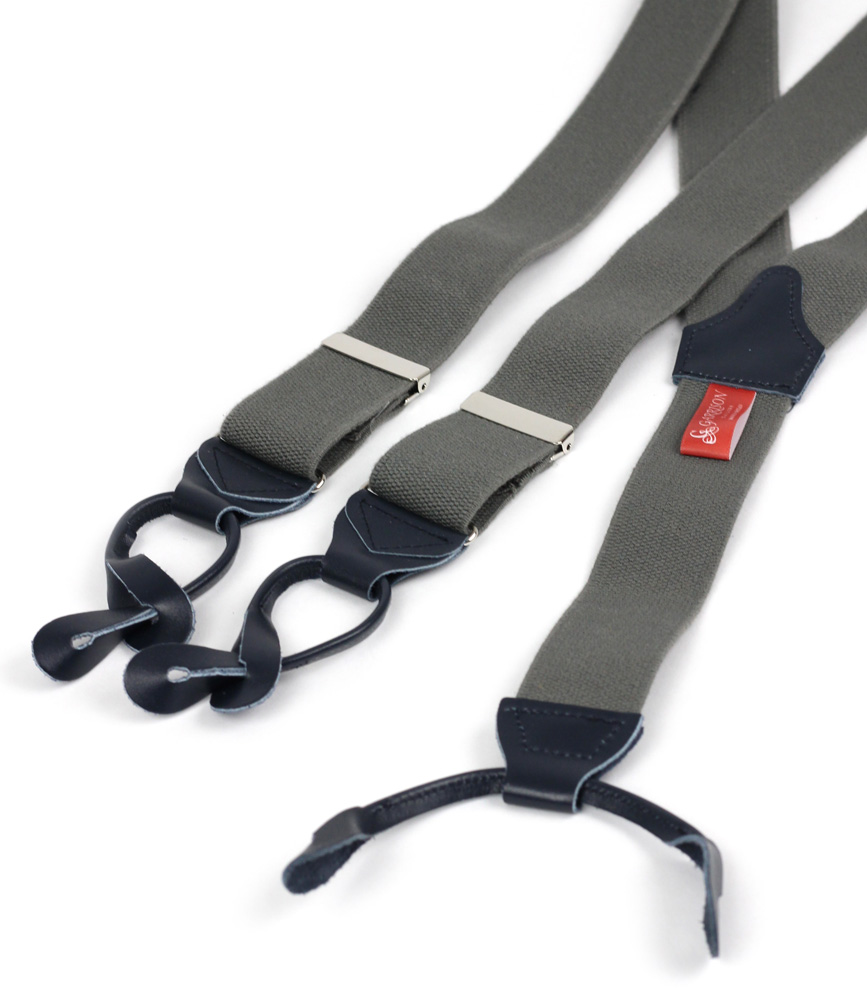 Tommy Interchangeable Button/Clip Braces - Grey