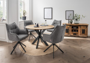 Esszimmer Set Ginosa dark grey & Esstisch Avola 110cm Cross