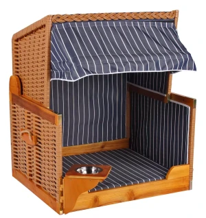 Hundestrandkorb PE beige Dessin Blau Gestreift