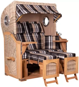 Strandkorb Rantum Teak PE shell Dessin 583
