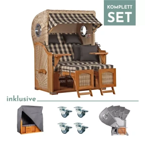 Strandkorb Rantum Teak PE shell Dessin 505-KOMPLETTSET