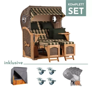 Strandkorb Rantum Teak PE grey Dessin 506-KOMPLETTSET