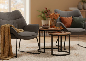 Wohnzimmer Set Aliano dark grey & Beistelltisch Fermo 2er Set