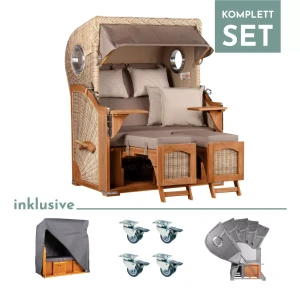 Strandkorb Rantum Teak PE shell Dessin 534-KOMPLETTSET