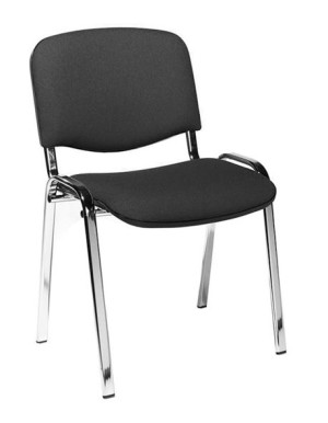 Møteromsstol Fiesta, 4-pk, med polstret rygg, svart/krom