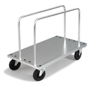 Platevogn med 2 bøyler, helsveiset, kapasitet 500 kg, 2 hjul med brems