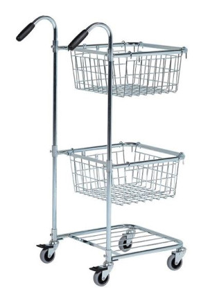 Plukkvogn / Kurvvogn, LxBxH 630x440x1100 mm, med brems på 2 hjul