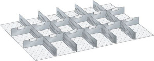 Avdelersett til skuffeskap Lista, skuffehøyde 75 mm, LxB 717x725 mm