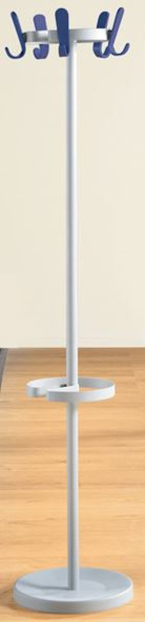 Stumtjener med 5 kroker Jasmin, høyde 1680 mm, Ø 350 mm, krokfarge blå
