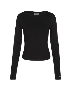 Aim'N Camiseta de mujer acanalada negro   XS