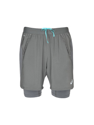 Asics Shorts de running para hombre ROAD 2in1 7 gris   M