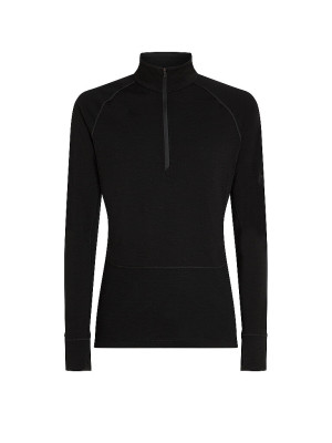 Icebreaker Camiseta interior con cremallera para hombre 200 Merino ZoneKnit negro   S