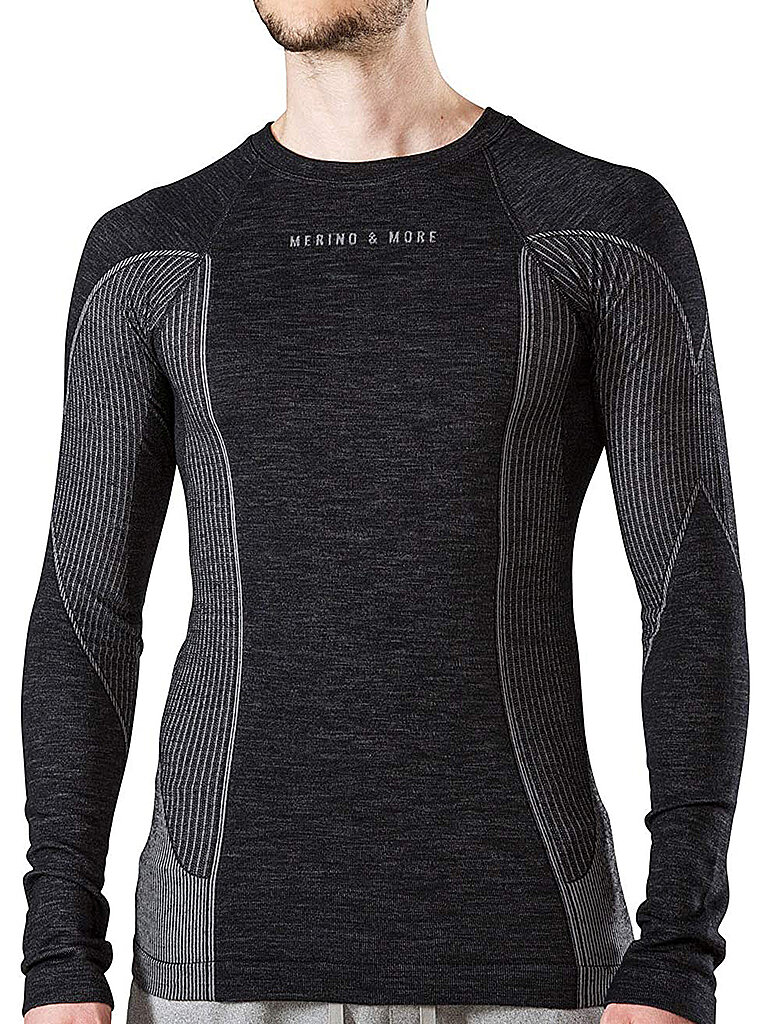 Merino & More Camiseta funcional de manga larga para hombre negro   XL