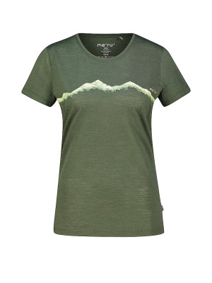 Meru Camiseta funcional de mujer Nelas Woolmix verde oscuro   40