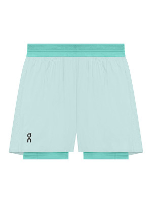On Pantales cortos de running 2 en 1 de 3 para mujer Performance azul claro   M