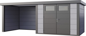 Telluria Gerätehaus Classico Lounge S 3024 links lichtgrau 582 x 238 cm